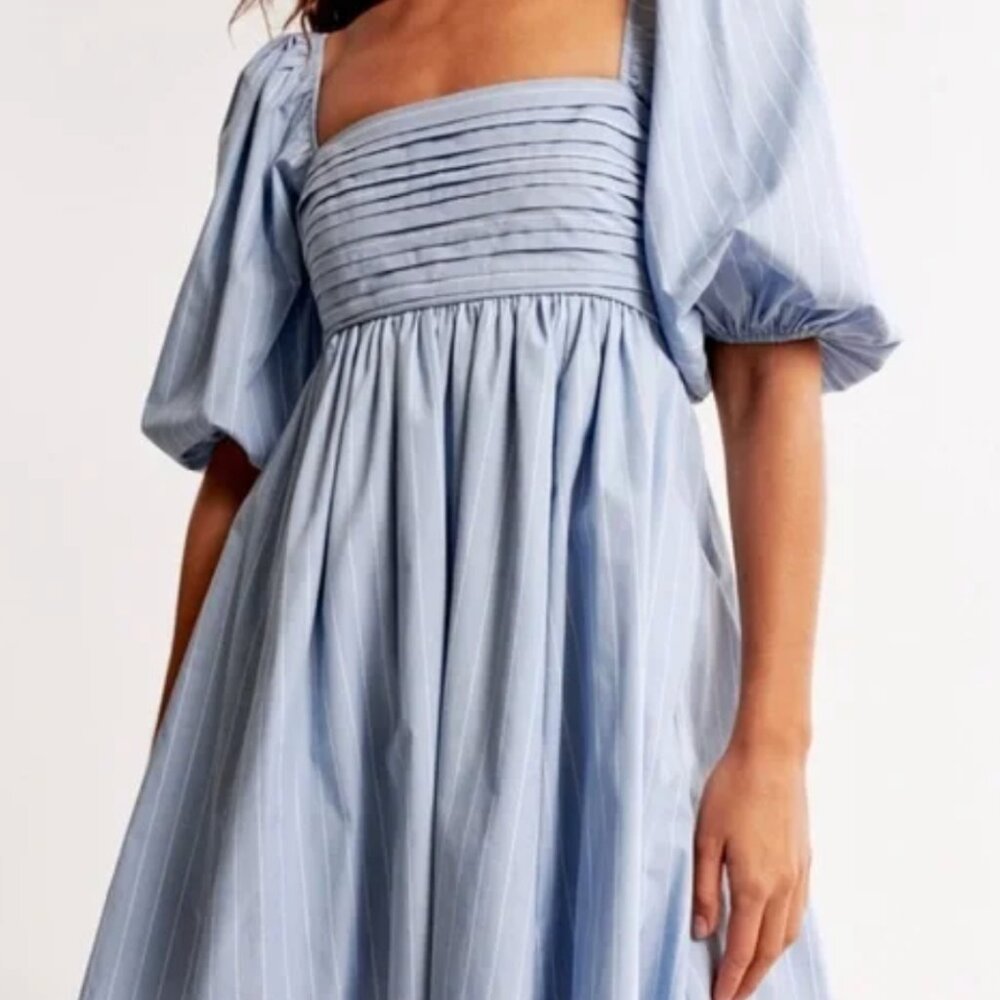 Abercrombie & Fitch Puff Sleeve Mini Poplin Dress – Size Medium